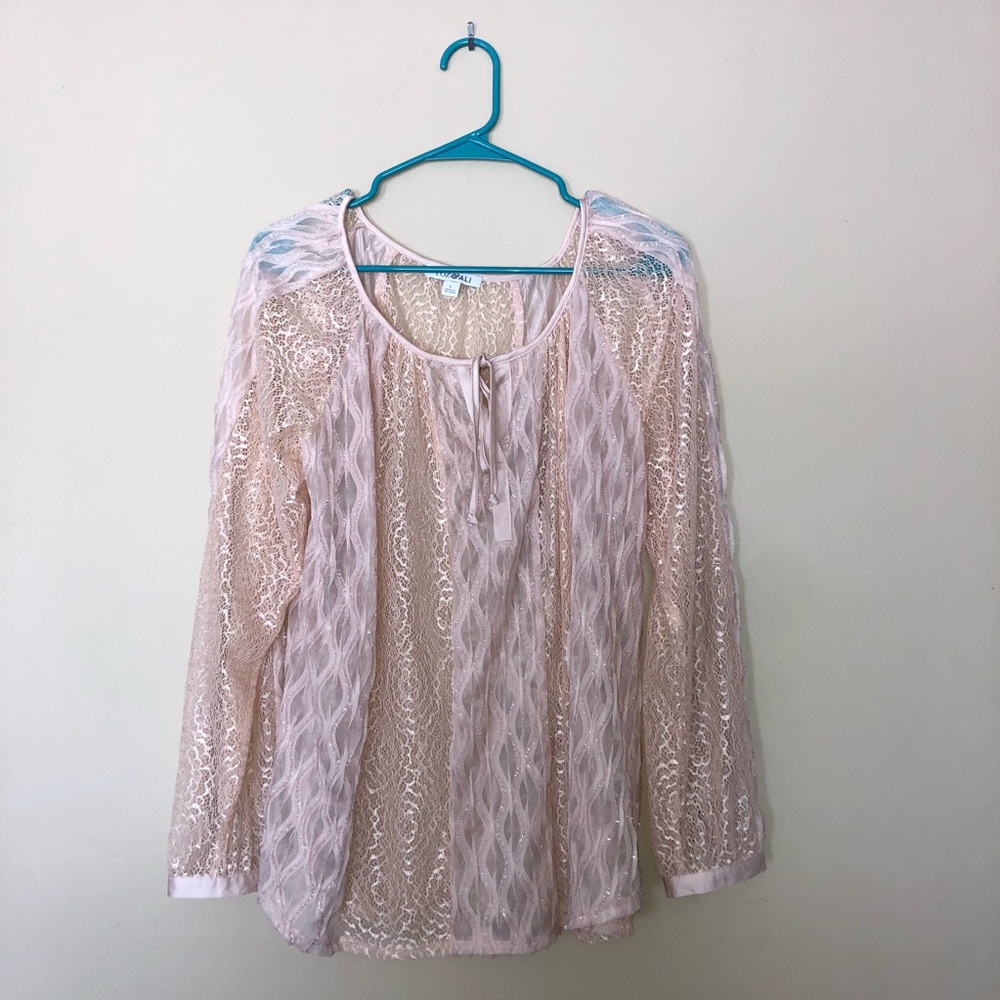 Blush Pink Roz&Ali Glitter Blouse!